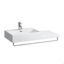15-37/50 x 13-9/50 in. 1-Hole Vitreous China Wall Mount Built-In Wash Basin Grinded with Right Hand Shelf in White