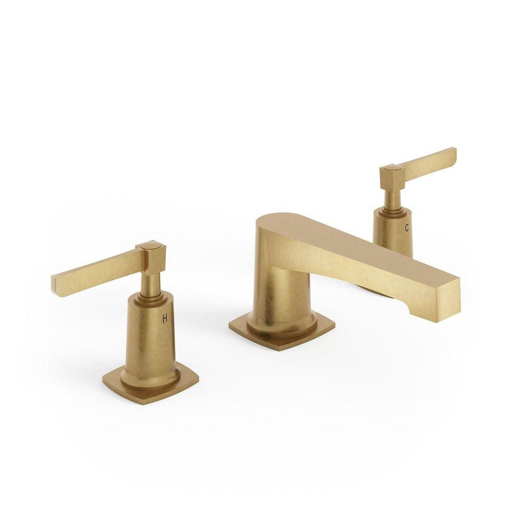 Watermark Designs Aged Brass Two Handle Widespread Bathroom Sink Faucet 