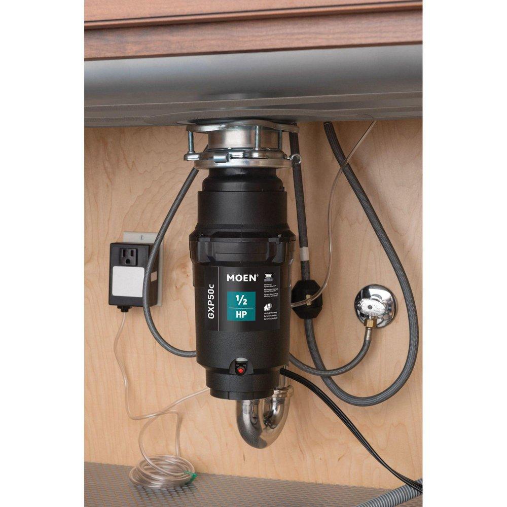 Moen Black Continuous Feed Garbage Disposal with Pre-Installed Power Cord 