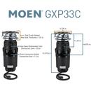 Moen Black Continuous Feed Garbage Disposal with Pre-Installed Power Cord 