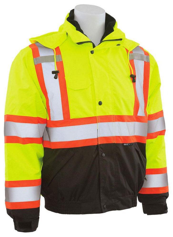 ERB Safety Hi-Viz Lime CL3 HI-VIZ BOMBER Jacket Lime 5XLG 