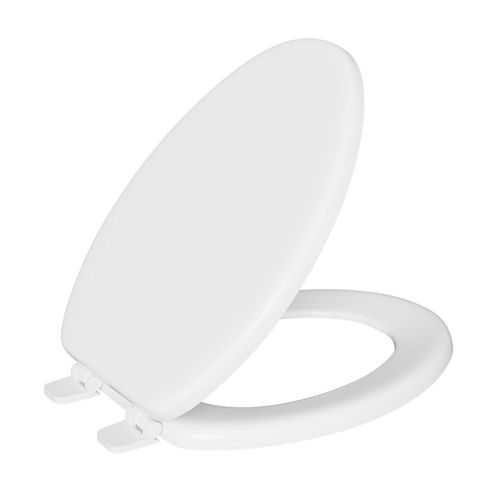 PROFLO® White Elongated Closed Front Wood Toilet Seat with Cover 