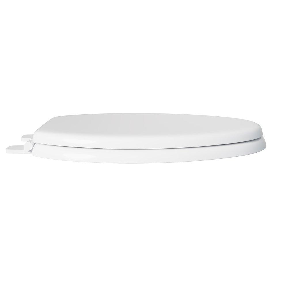 PROFLO&reg; White Elongated Closed Front Wood Toilet Seat with Cover 