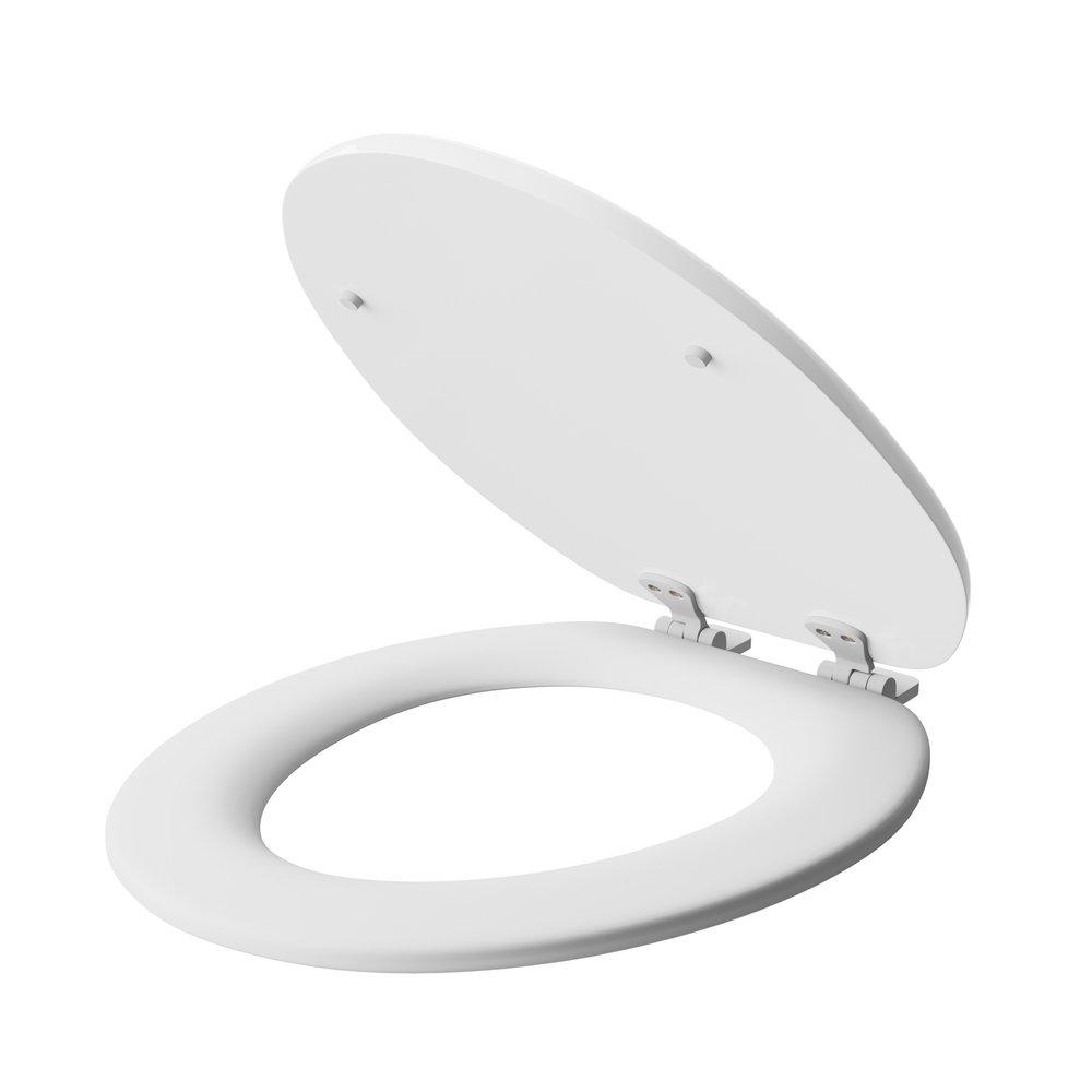 PROFLO® White Round Closed Front Wood Toilet Seat with Cover 
