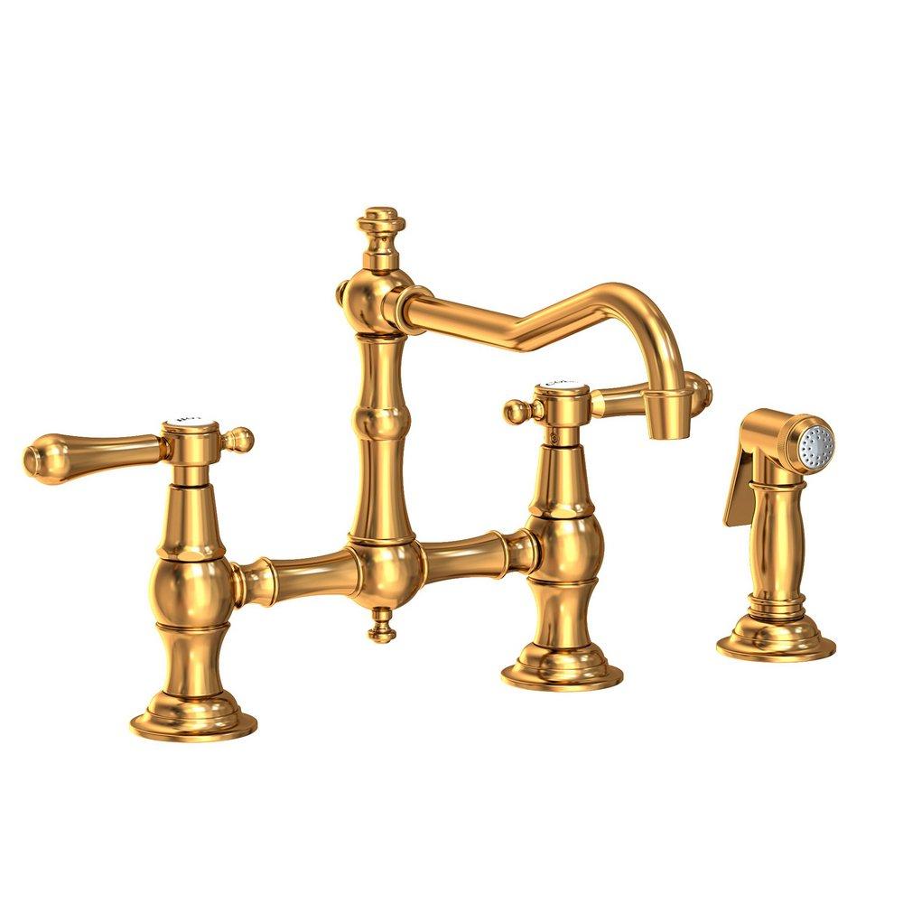 Newport Brass Aged Brass Two Handle Bridge Kitchen Faucet 