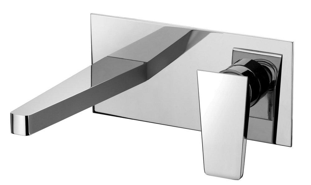 Fortis Polished Chrome Single Handle Wall Mount Bathroom Sink Faucet Lever Handle 