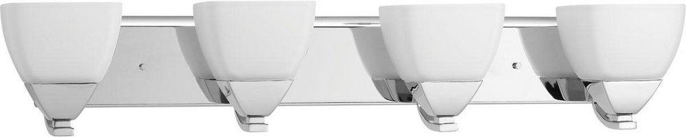 Progress Lighting Polished Chrome 100W 4-Light Vanity Fixture with Etched White Glass 
