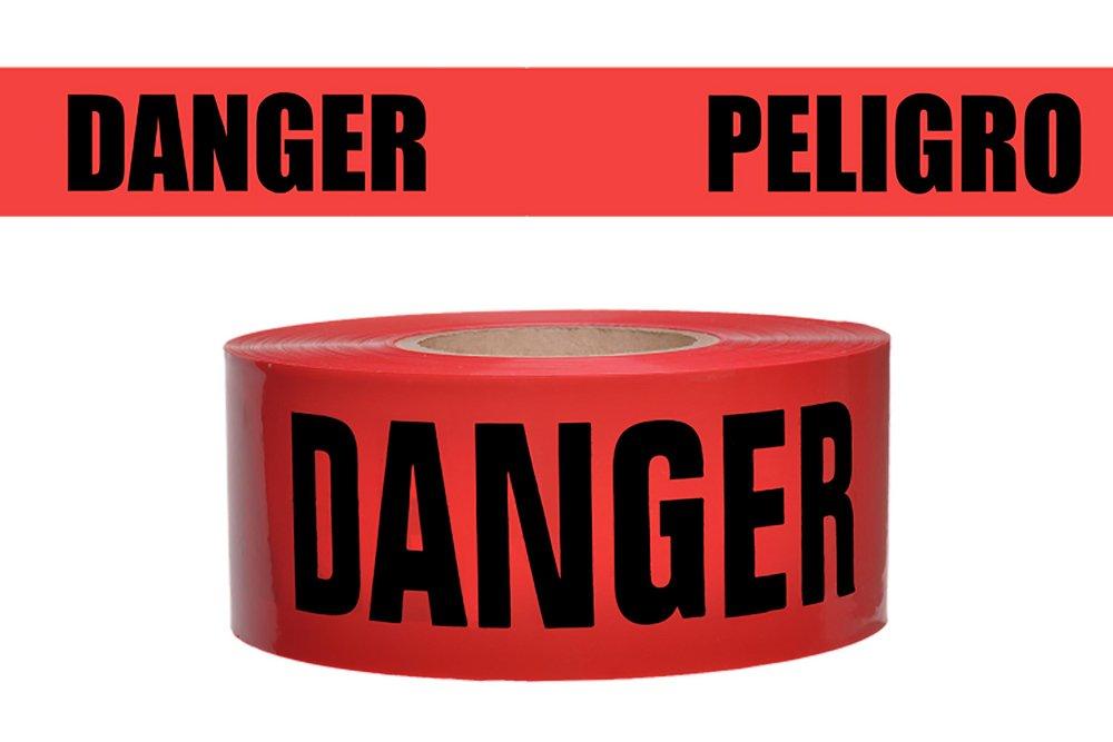 Presco Red 3 in. 2 mil Plastic Danger Peligro Safety Barrier Tape in Red 