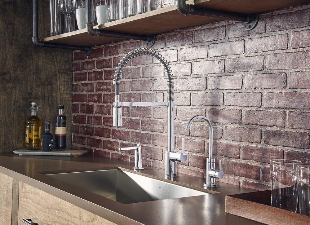 Moen Chrome Single Handle Pull Down Pre-Rinse Kitchen Faucet with Power Clean Technology 