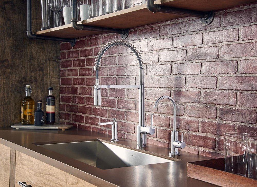 Moen Chrome Single Handle Pull Down Pre-Rinse Kitchen Faucet with Power Clean Technology 