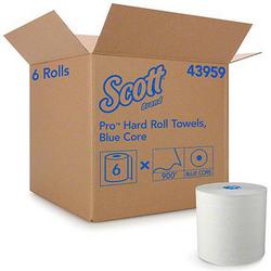 900 ft. Hard Roll Towel in White with Blue Color Core (Case of 6)