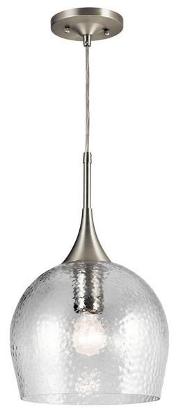 17 in. 1-Light Pendant in Brushed Nickel