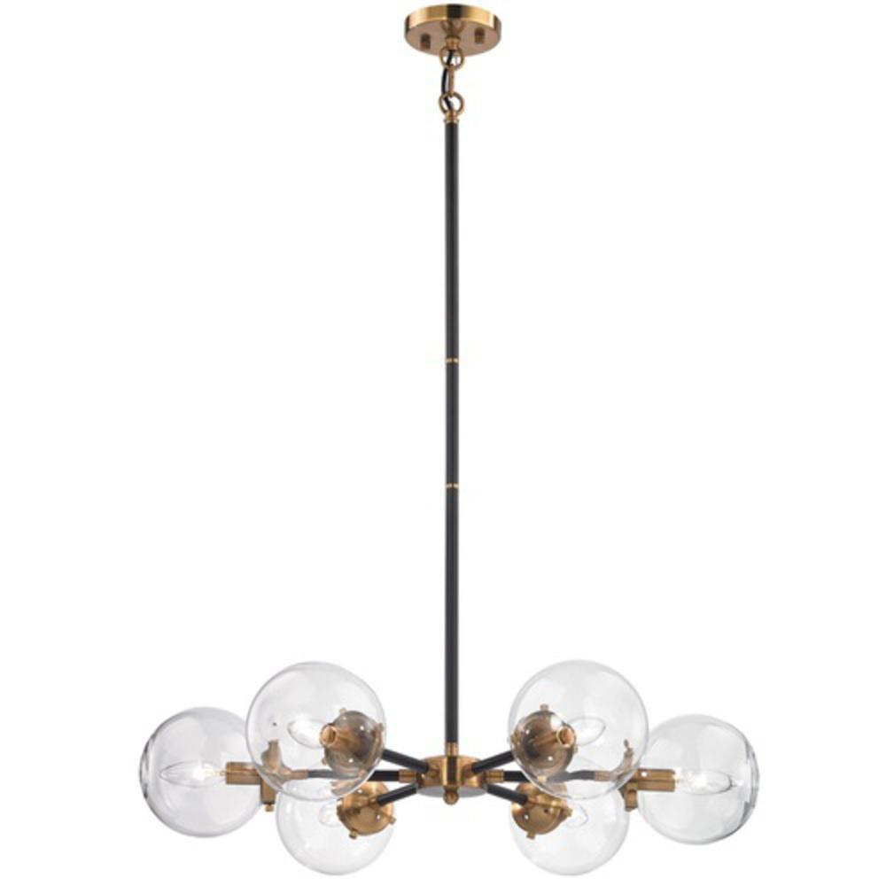Elk Home Matte Black/Antique Gold 60W 6-Light Chandelier 