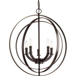 60W 5-Light Candelabra E-12 Base Incandescent Foyer Light in Antique Bronze