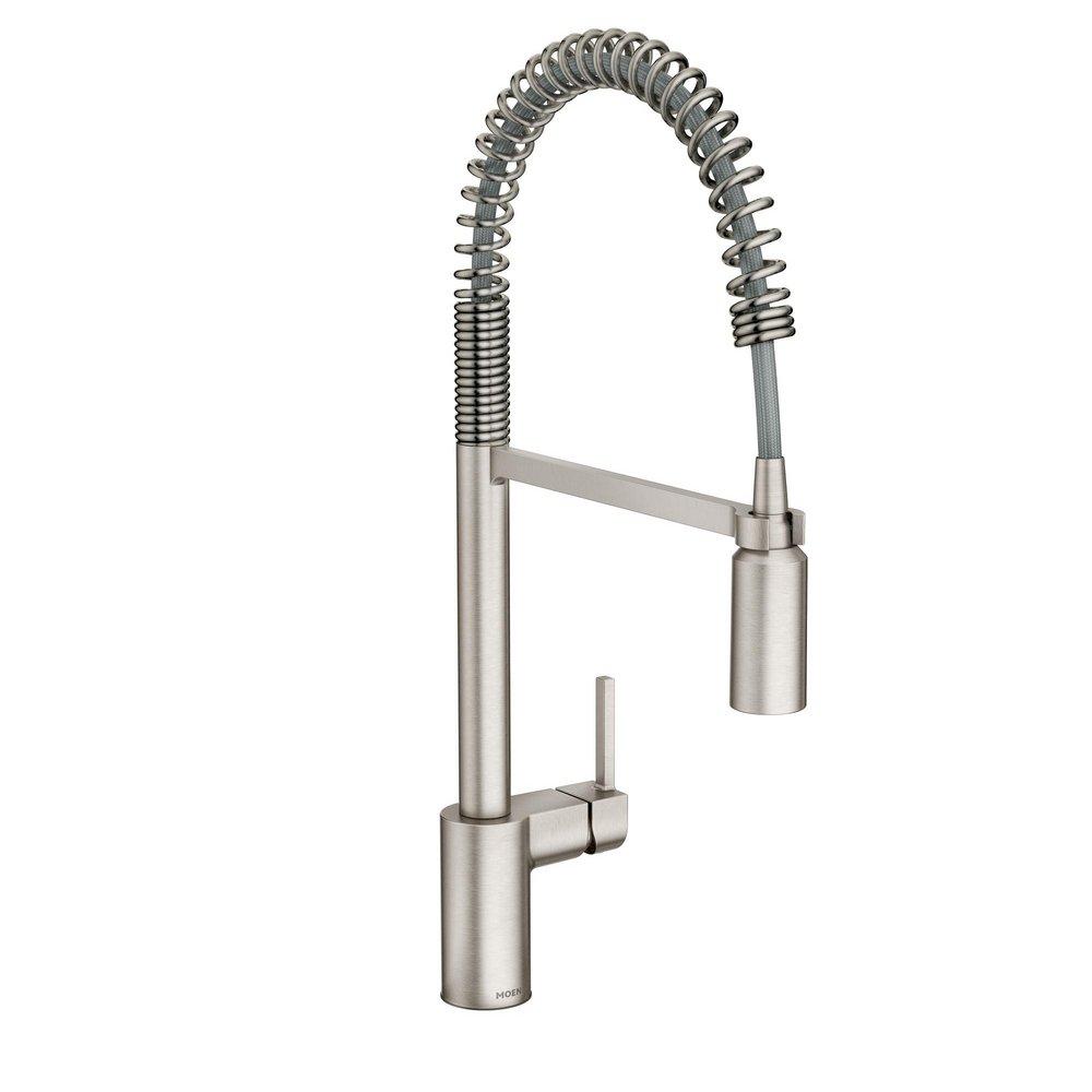 Moen Spot Resist&trade; Stainless Single Handle Pull Down Pre-Rinse Kitchen Faucet with Power Clean Technology 
