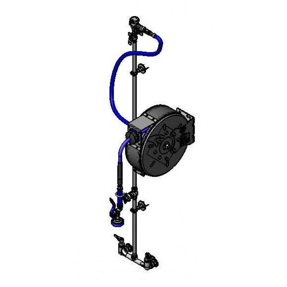 T&S Brass Steel Closed Hose Reel Assembly with Double Four Arm or Lever Handle in Coated Steel 