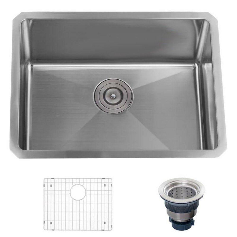 Miseno Stainless Steel 23 x 18 in. Stainless Steel Single Bowl Undermount Kitchen Sink 