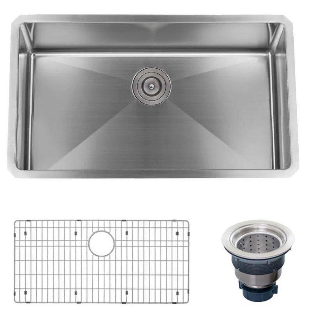 Miseno Stainless Steel 32 x 19 in. Stainless Steel Single Bowl Undermount Kitchen Sink 