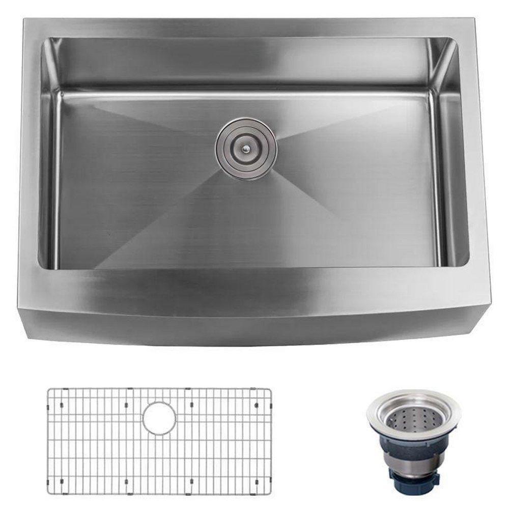 Miseno Stainless Steel 10 in. Single Bowl Farmhouse Kitchen Sink 