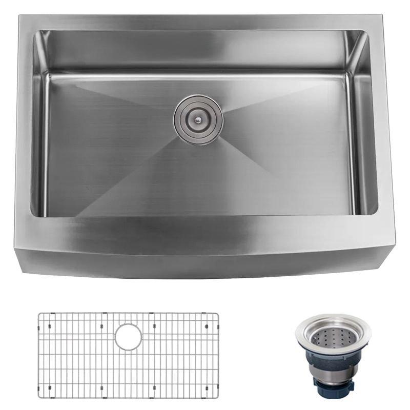 Miseno Stainless Steel 10 in. 16 ga 1-Bowl Farmhouse Kitchen Sink 