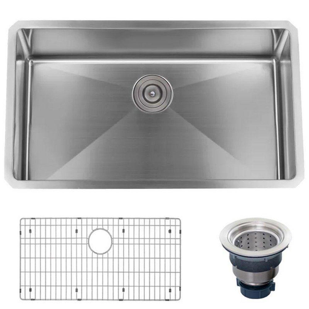 Miseno Stainless Steel 30 x 18 in. Stainless Steel Single Bowl Undermount Kitchen Sink 