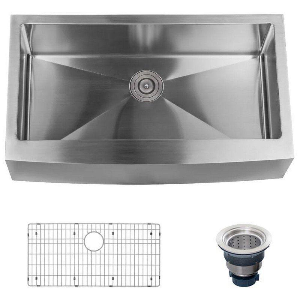 Miseno Stainless Steel 10 in. Single Bowl Farmhouse Kitchen Sink 