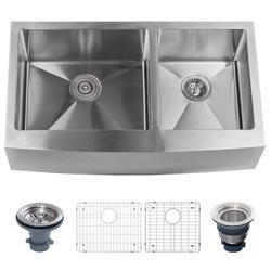 35-7/8 in. Farmhouse Stainless Steel Double Bowl Kitchen Sink