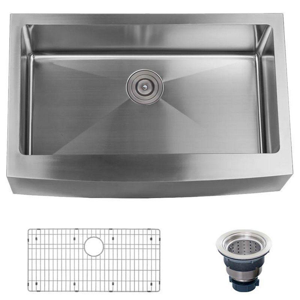 Miseno Stainless Steel 10 in. Single Bowl Farmhouse Kitchen Sink 