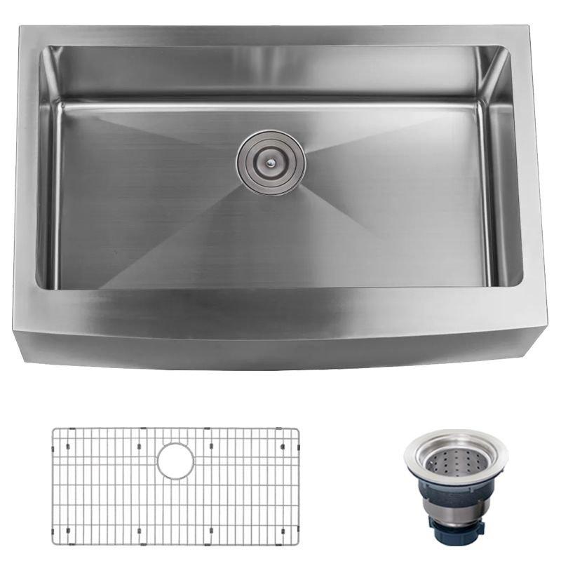 Miseno Stainless Steel 10 in. 16 ga 1-Bowl Farmhouse Kitchen Sink 