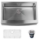 Miseno Stainless Steel 10 in. 16 ga 1-Bowl Farmhouse Kitchen Sink 