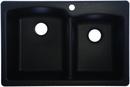 33 x 22 in. 1-Hole Composite Double Bowl Dual Mount Kitchen Sink in Onyx