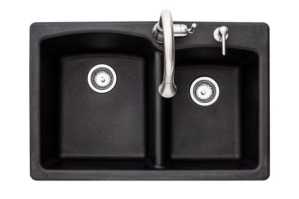 Franke Onyx 33 x 22 in. 1-Hole Composite Double Bowl Dual Mount Kitchen Sink 