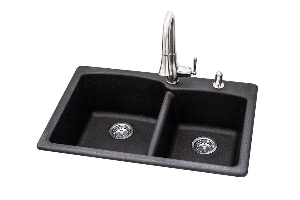 Franke Onyx 33 x 22 in. 1-Hole Composite Double Bowl Dual Mount Kitchen Sink 