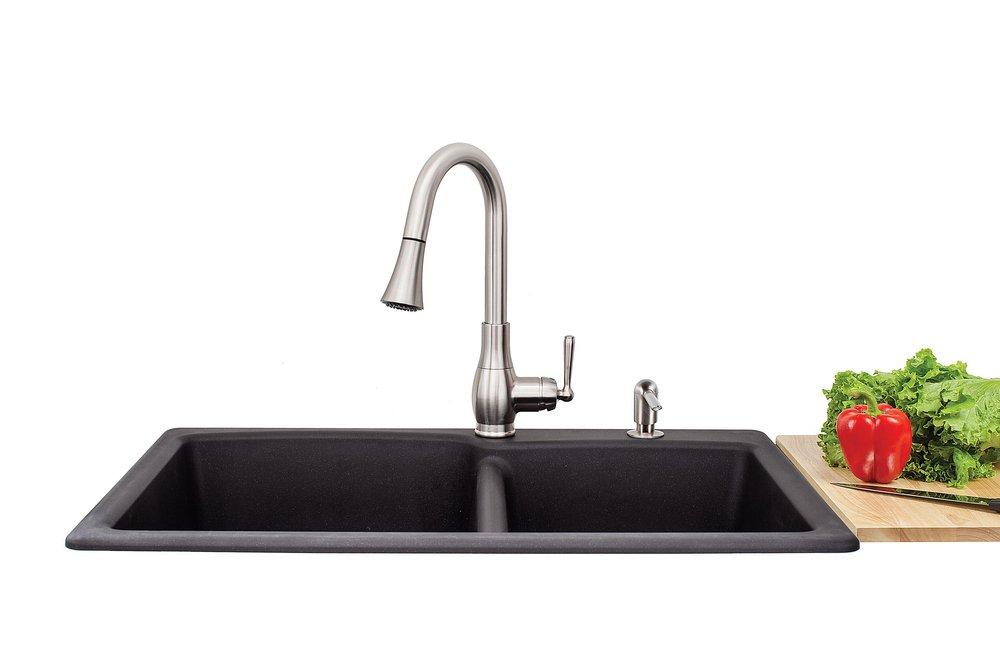 Franke Onyx 33 x 22 in. 1-Hole Composite Double Bowl Dual Mount Kitchen Sink 
