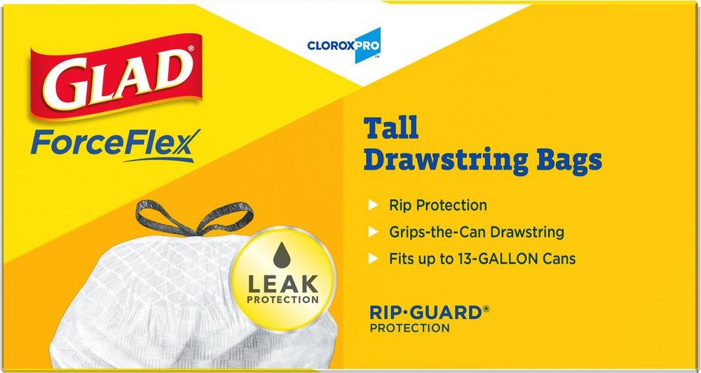 GLAD White Tall Drawstring Trash Bag 