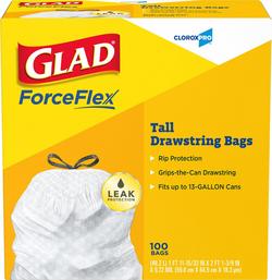 13 gal Tall Drawstring Trash Bag (Box of 100)