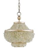13 in. 60W 1-Light Medium E-26 Incandescent Pendant in Harlow Silver Leaf with Sea Glass