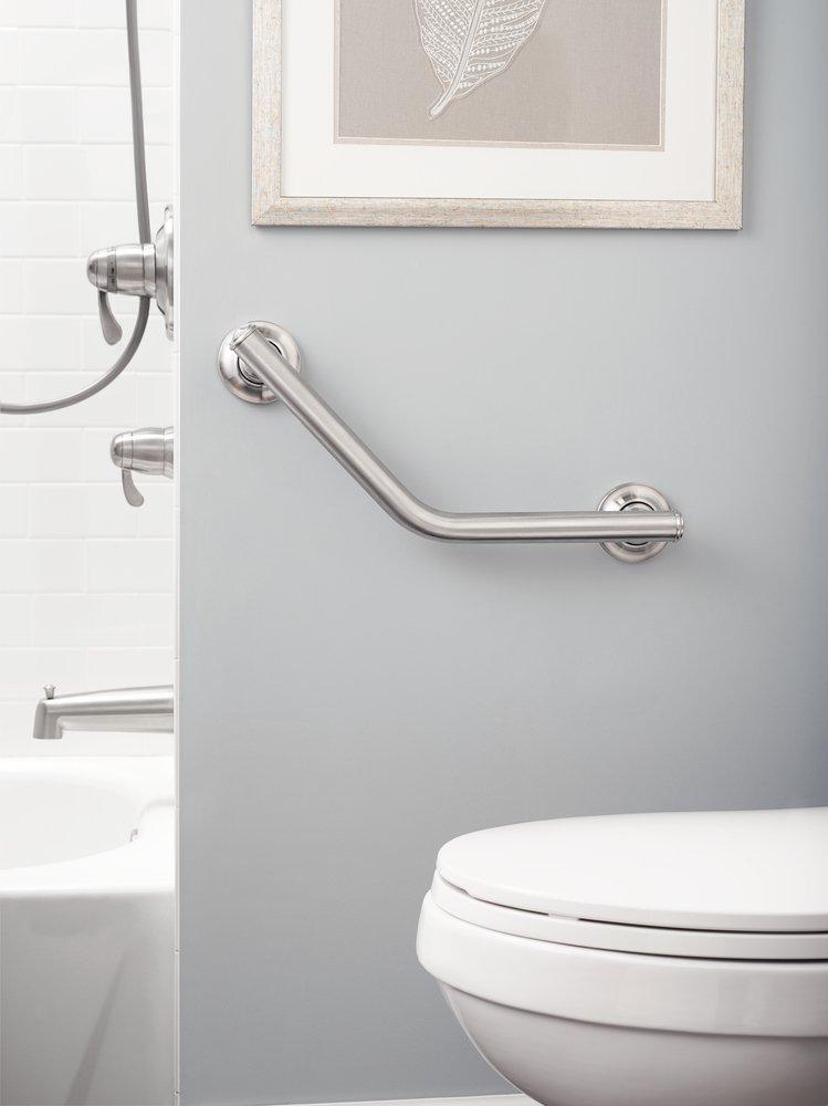 Moen Brushed Nickel 16 in. Angle Grab Bar 