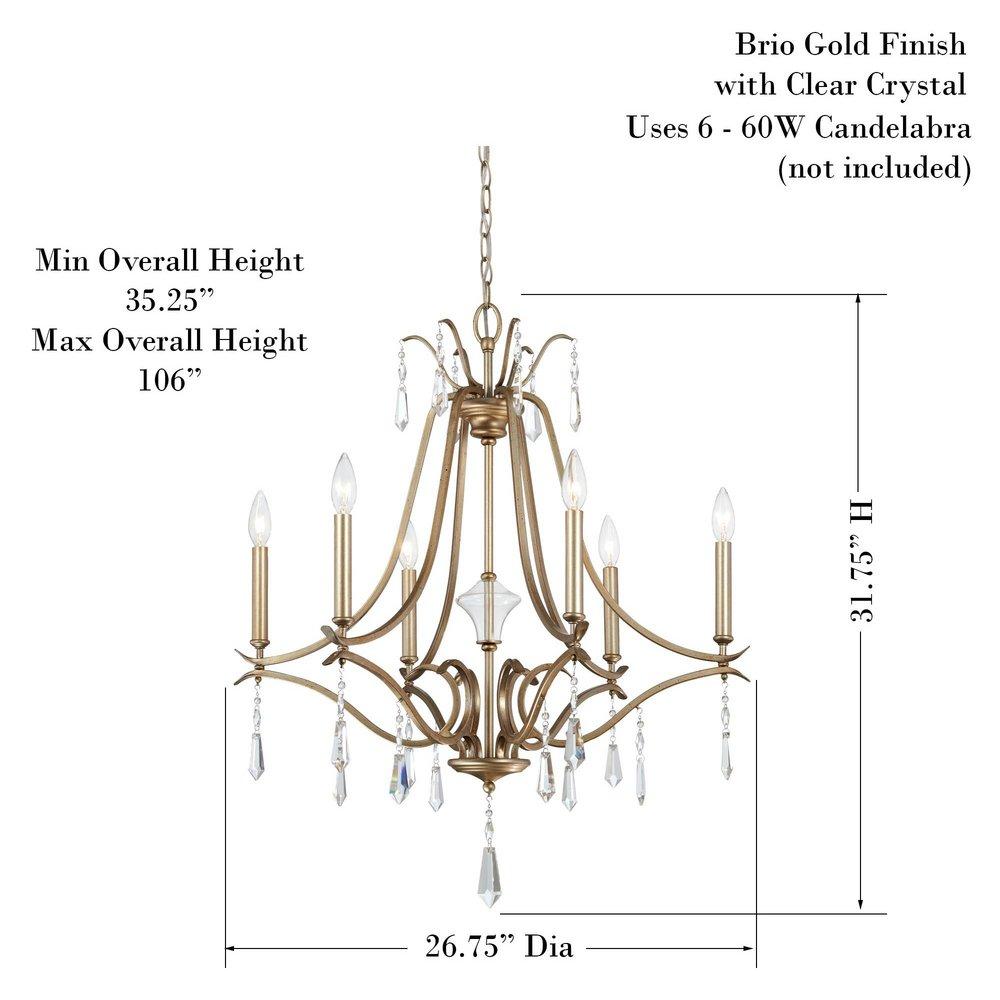 Minka Lavery Brio Gold 360W 6-Light Candelabra E-12 Chandelier 