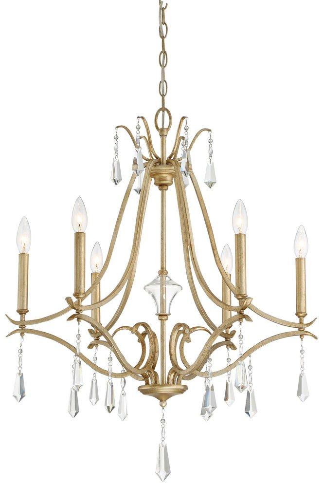 Minka Lavery Brio Gold 360W 6-Light Candelabra E-12 Chandelier 