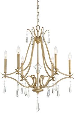 6-Light Chandelier Light Fixture in Brio Gold