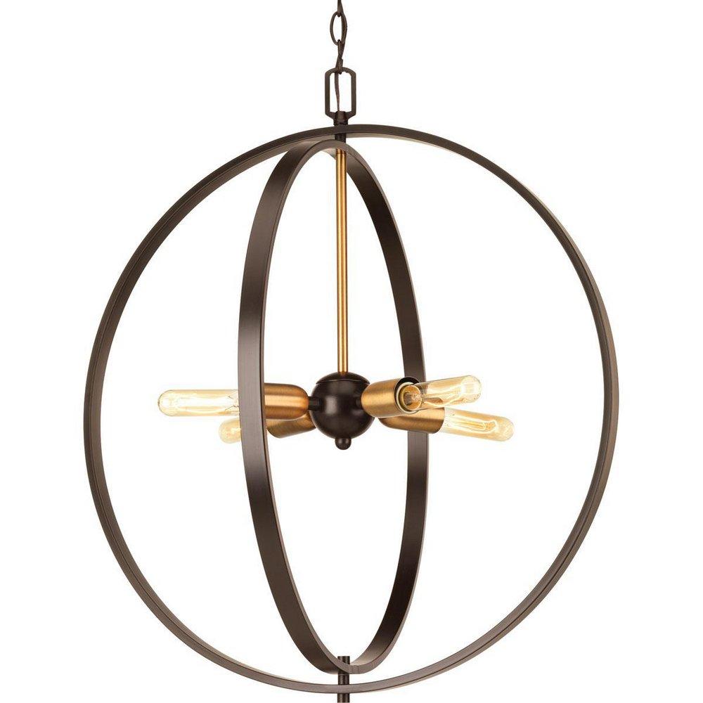 Progress Lighting Antique Bronze 28-1/4 in. 4-Light Sphere Pendant 