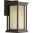 Progress Lighting Antique Bronze 1-Light 100W 9-1/2 in. Outdoor Wall Sconce with Etched Umber Linen Glass 