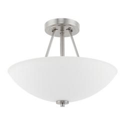 2-Light Medium E-26 Base Semi-Flushmount Fixture in Brushed Nickel