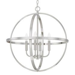 24-1/4 in. 4-Light Candelabra E-12 Base Incandescent Pendant in Brushed Nickel