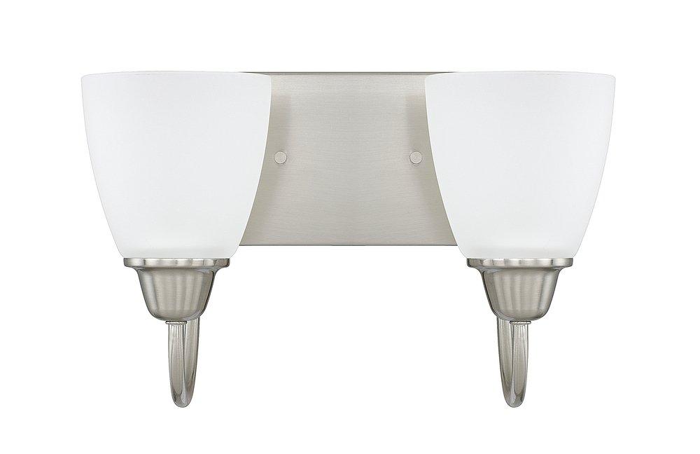 Capital Lighting Brushed Nickel 100W 2-Light Vanity with Acid Washed Glass 