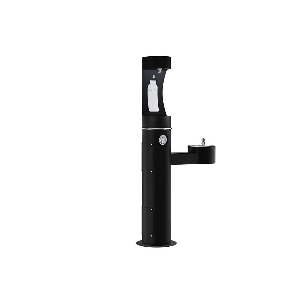 Elkay Black Bottle Filling Station with Bi-Level Pedestal Fountain with Upper Bottler Filler and Low Bubbler Station 