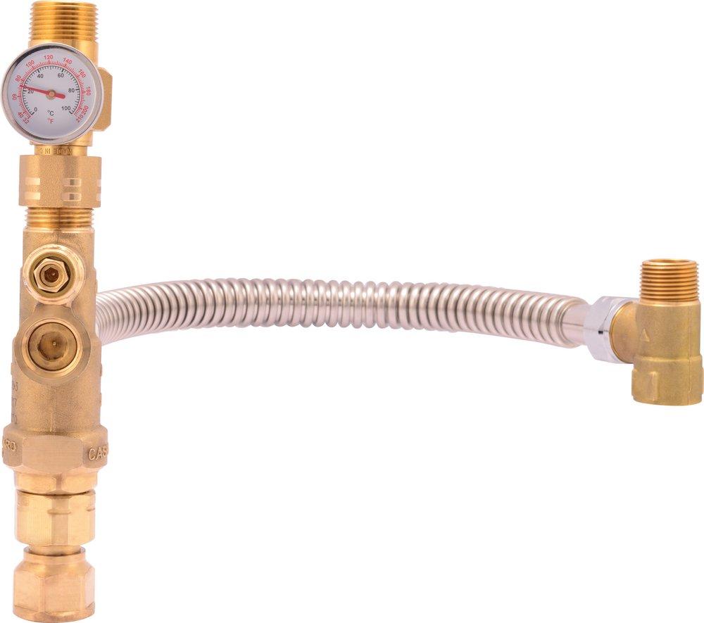 SharkBite® Natural Brass Tank Booster Pro Temperature Gauge 