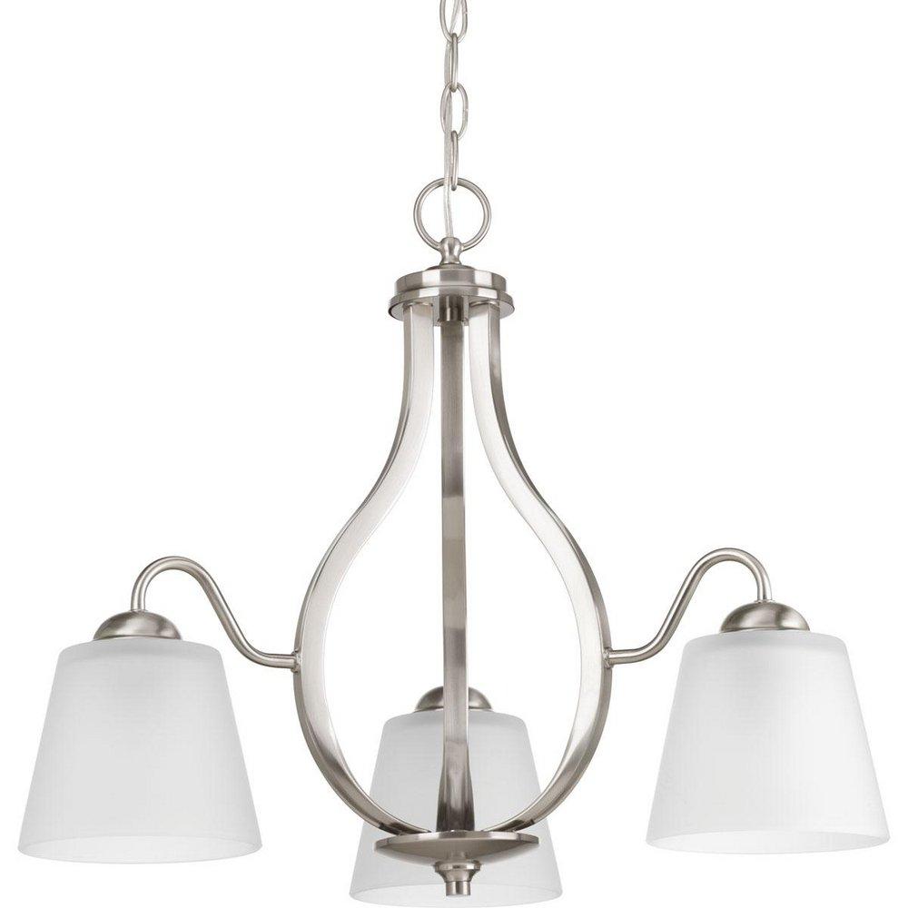 Progress Lighting Brushed Nickel 22 in. 100W 3-Light Medium E-26 Incandescent Chandelier 