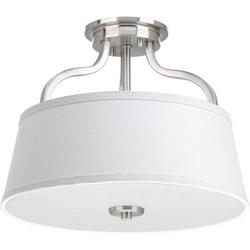 100W 2-Light Semi-Flush Mount Ceiling Fixture with Medium E-26 Base in Brushed Nickel